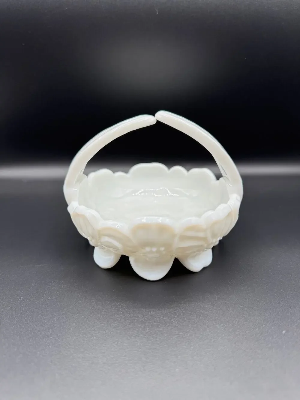 Dogwood Milk Glass Basket